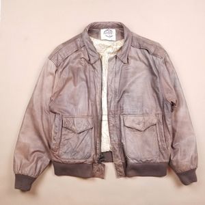 VTG 90's 80's G-III Global Identity Brown Leather Heavyweight Bomber Jacket